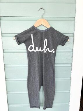 Rags kids unisex one piece jumpsuit size 3T 4T fall grey white duh graphic